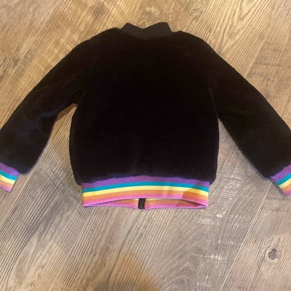 Design History Kids Fur Coat with Rainbow Zipper Size 4 - Picture 3 of 5